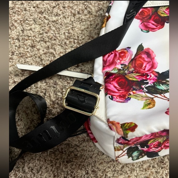 Juicy Couture Floral Mini Backpack White Pink Roses Gold Hardware - Picture 11 of 12